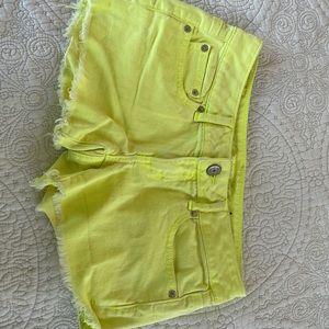 American eagle neon yellow/green jean shorts